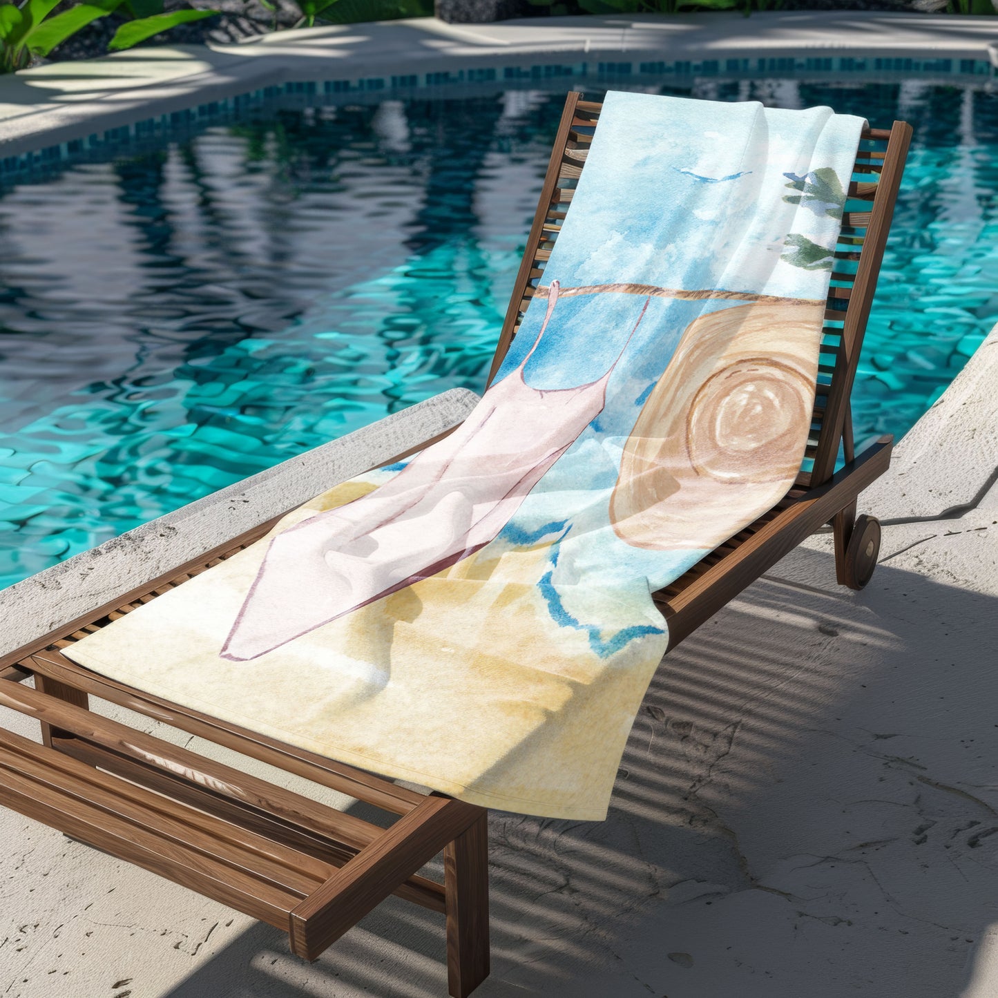 Mayo Şapka Tatil Temalı Plaj Havlusu