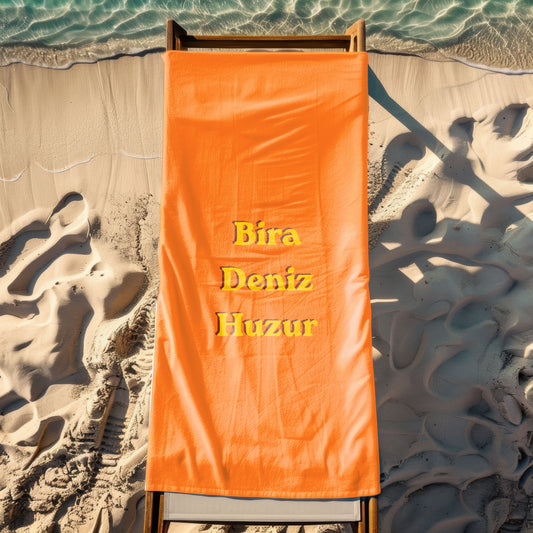 Deniz Bira Huzur Yazılı Plaj Havlusu